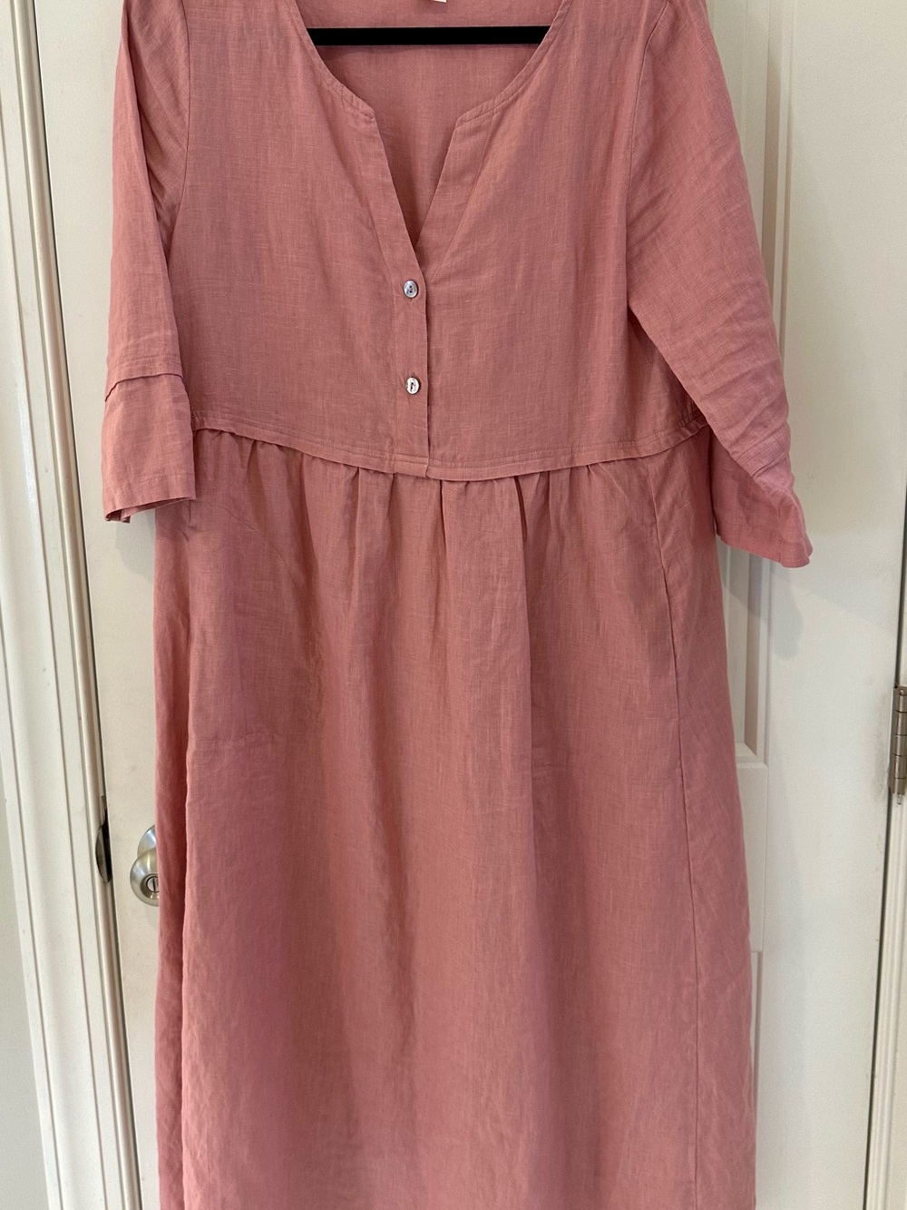Women's midi length, Organic Linen Dress